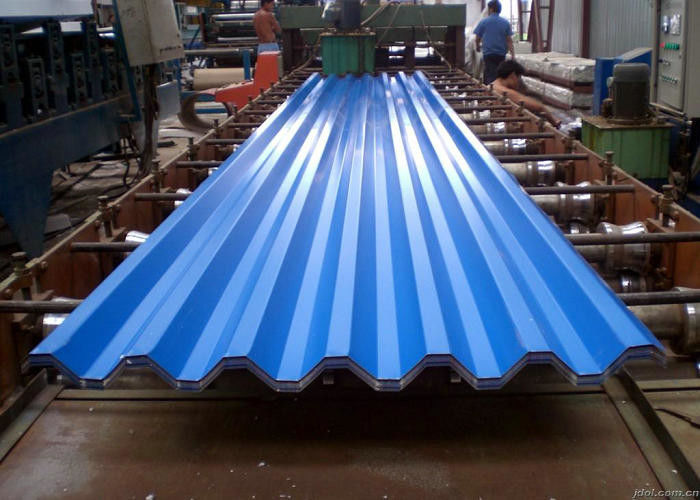 Blue Powder Coated Corrugated Steel Roofing Sheets Used For